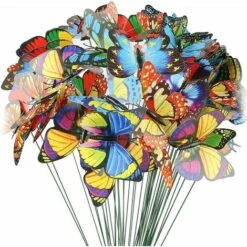 Décoration Papillons, 50 Pièces Tige Papillon 9 Cm Ornements De Papillon De Jardin, Décoration Papillon Pour Jardin, Terrasse, Pot De Plante, Décoration De La Maison