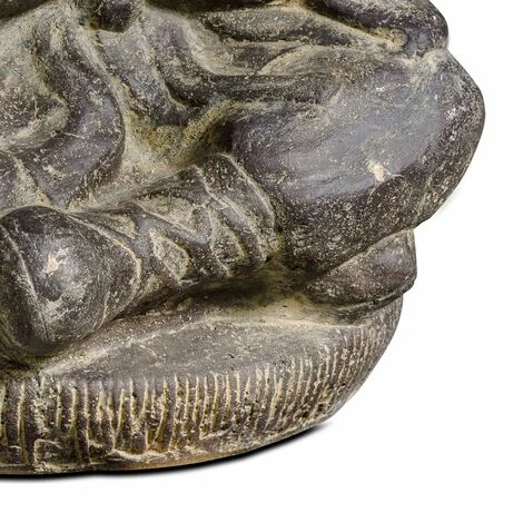 Statue De Jardin Moine Assis En Pierre Naturelle Gris – Image 4