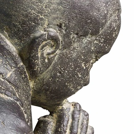 Statue De Jardin Moine Assis En Pierre Naturelle Gris – Image 5