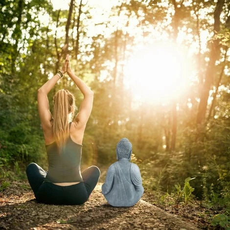 Relaxdays Statue De Buddha Figurine De Bouddha Décoration Jardin Sculpture Céramique Zen 50 Cm, Gris Clair – Image 3