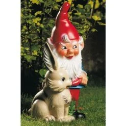 Nain De Jardin Avec Lapin 30 Cm Omü