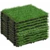 OUTSUNNY Gazon Synthétique Artificiel Set De 10 Dalles Carreaux 30 X 30 Cm épaisseur Confort 3,5 Cm à Emboîter Vert