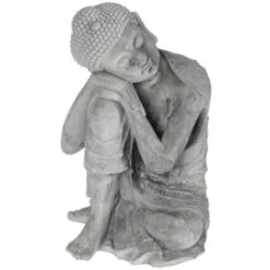 ATMOSPHERA Statuette En Ciment Bouddha Assis 36cm Gris