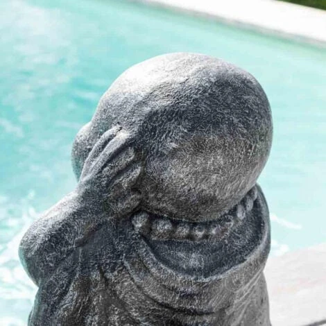 Statues De Bouddha Sagesse Patiné Gris 40 Cm – Image 5