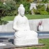 Statue Jardin Bouddha Assis Fibre De Verre Position Chakra 150cm Blanc