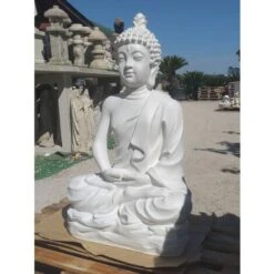 Estatue Bouddha CACERES 100x142cm. Pierre Reconstituée Couleur Blanc