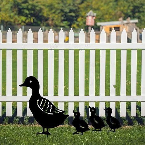 Deco Jardin Exterieur Metal, Canard Yard Art Jardin Statues Métalliques Déco Décoration De Jardin Pelouse Chemin Trottoir Jardin - Style Rétro Européen (A-Canard-4 Pièce) – Image 3