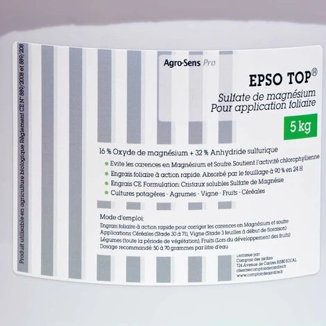 Epso Top®, Engrais Foliaire Riche En Magnésium. Sel D'Epsom 5 Kg – Image 2