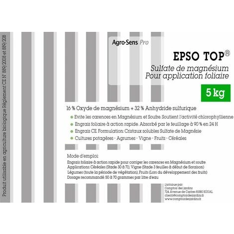 Epso Top®, Engrais Foliaire Riche En Magnésium. Sel D'Epsom 5 Kg – Image 3