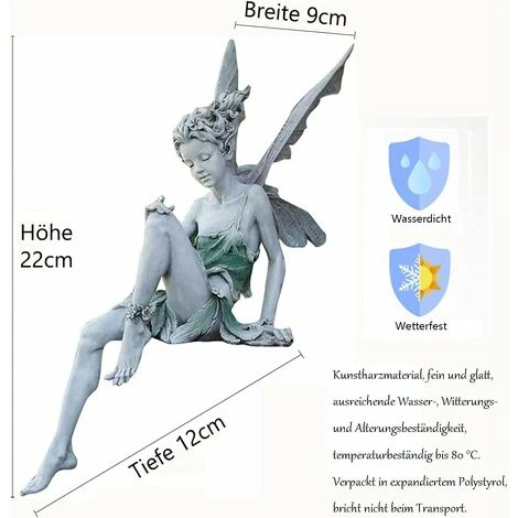 Figurines De Jardin Elfes Assis 22cm Statue D'ange Figurines Jardin Statue De Fée Décoration De Jardin – Image 2