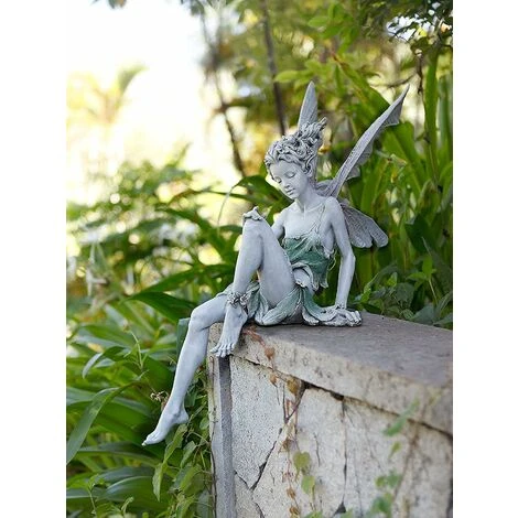 Figurines De Jardin Elfes Assis 22cm Statue D'ange Figurines Jardin Statue De Fée Décoration De Jardin – Image 3