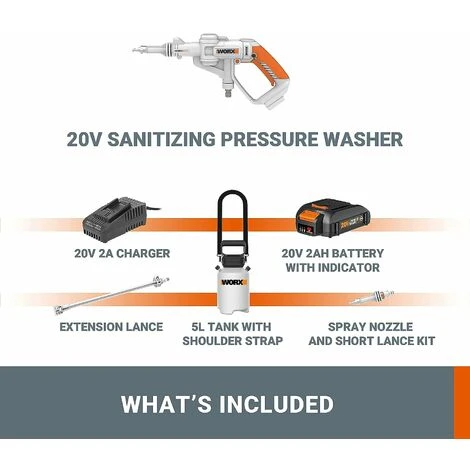 WORX Pulvérisateur De Désinfection à Haute Pression 5L 18V (20V MAX), PowerShare, WP651E – Image 5