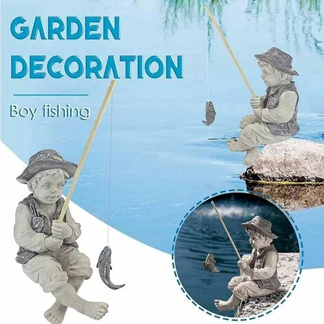 Frederic Statuette De Jardin Le Petit Pêcheur D'Avignon Garçon De Pêche, Décoration De Jardin, Nain De Pêche, Statue Extérieure En Résine – Image 3