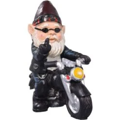 Statue Moto Nain Jardin Motard, Artisanat Sculpture Jardin En Résine Imperméable, Décorations De Jardin De GNOME Pour Cour Intérieure Extérieure, 13,5 Cm / 5,12 Pouces De Haut