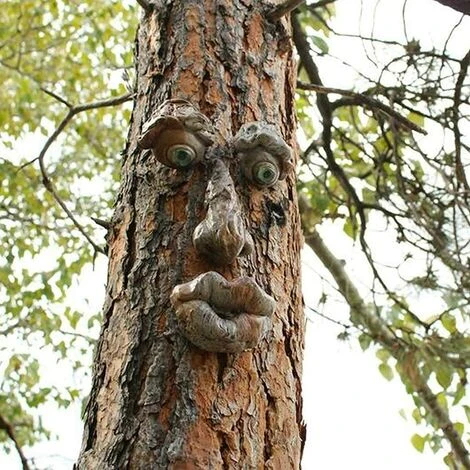 Visage D'arbre En 3D - Décoration De Jardin - Visage De Vieil Homme Amusant - Décoration De Jardin (B)