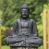 Statue Bouddha Assis Position Offrande Noir 42 Cm