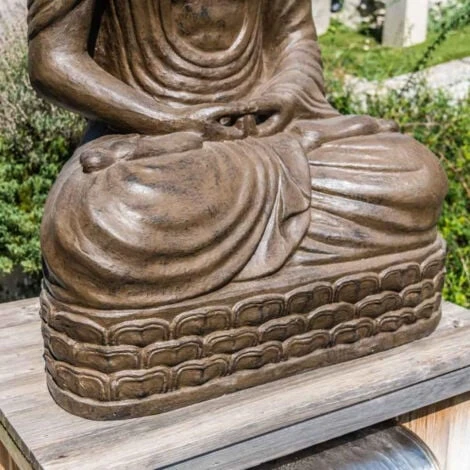 Statue Jardin Bouddha Assis Fibre De Verre Position Chakra 150cm Brun – Image 3
