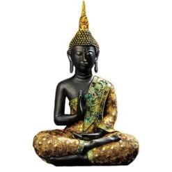 De Bouddha Thaï, Collection De, Cadeau De Sculpture De Décoration Intérieure Maison, Décoration D'art De Jardin En Plein Air, Résine, Or, 41 Cm