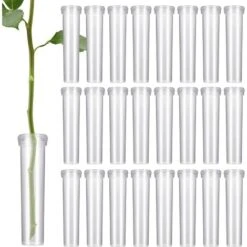 90 Fleur Tube De 2,8 Pouces De Long, Transparent Flacon Fleur Plastique Avec Bouchon Réutilisable Et Durable Pour Fleur D’Eau Conteneur, Tubes à Eau Fleur Décoration, Boutures Asclépiade Rose