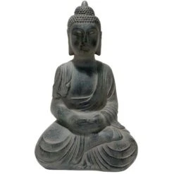 Statue Décorative D'extérieur Bouddha En Ciment Gris - L. 36 X H. 60.5 Cm - GAUTAMA