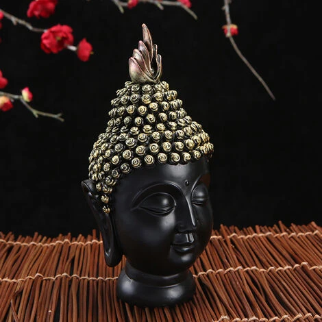 Statue De Tête De Bouddha Doré Décor à La Maison Décorations De Table Antiques Figurines – Image 3