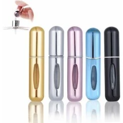 GDRHVFD Lot De 5 Atomiseurs De Parfum Rechargeables De 5 Ml, Mini Portable De Voyage Pour Homme Ou Femme En Voyage Ou En Soirée