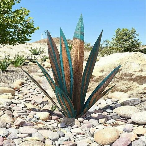 Sculpture Rustique De Tequila, 55CM DIY Art Décoration Statue Déco à La Maison, Figurines De Jardin, Ornements De Pelouse, Piquets De Jardin, Plantes D'agave En Métal Pour Cour Extérieure – Image 3