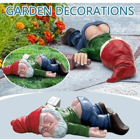 Nain De Jardin Ivre Drôle, Décoration De Statues De Gnomes Créatifs, Sculpture De Jardin, Artisanat En Résine, Cadeau De Nouveauté Nain Miniature Pour Ornement De Pelouse Patio Intérieur Extérieur, – Image 2