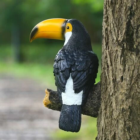 Figurine Toucan,Statue De Toucan,Oiseaux Artificiels En Résine,Statue D'animal De Jardin,décoration Pastorale à Suspendre Pour Décoration Extérieure – Image 3