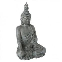 ATMOSPHERA Statuette De Bouddha Assis - Gris - H 106 Cm - Livraison Gratuite