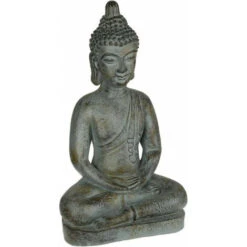ATMOSPHERA Statue De Bouddha Assis Grand Modèle - Gris - H 65 Cm - Livraison Gratuite