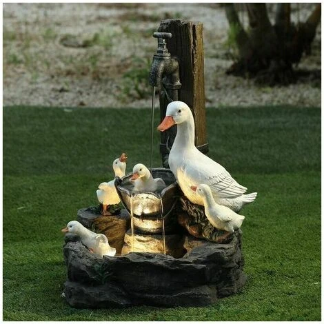 Statue D'animal De Jardin Fontaine Solaire Lampe De Jardin Art Déco Led Sculpture De Jardin D'extérieur (B) – Image 5