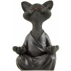 Statue De Chat Bouddha Zen Et Heureux En Meditation, Idéale Pour La Décoration Intérieure Et Extérieure Maison Et Jardin Magnifique Cadeau Figurine Design Moderne En Resine,Supoerma, (18cm X 12cm X 8c