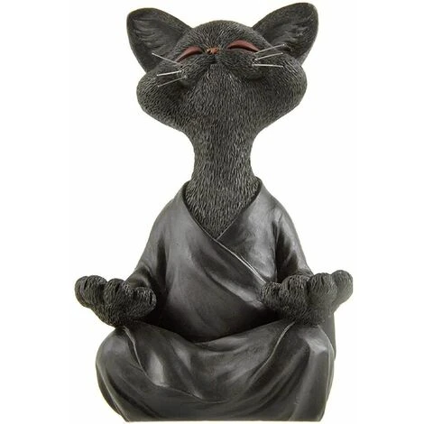 Statue De Chat Bouddha Zen Et Heureux En Meditation, Idéale Pour La Décoration Intérieure Et Extérieure Maison Et Jardin Magnifique Cadeau Figurine Design Moderne En Resine,Supoerma, (18cm X 12cm X 8c