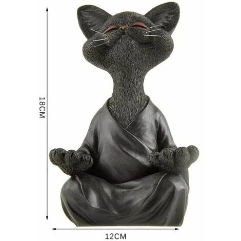 Statue De Chat Bouddha Zen Et Heureux En Meditation, Idéale Pour La Décoration Intérieure Et Extérieure Maison Et Jardin Magnifique Cadeau Figurine Design Moderne En Resine,Supoerma, (18cm X 12cm X 8c – Image 2