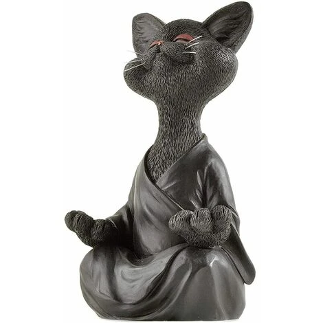 Statue De Chat Bouddha Zen Et Heureux En Meditation, Idéale Pour La Décoration Intérieure Et Extérieure Maison Et Jardin Magnifique Cadeau Figurine Design Moderne En Resine,Supoerma, (18cm X 12cm X 8c – Image 4