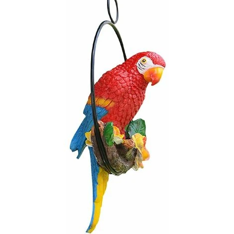 Statue De Perroquet Figurine De Perroquet, Décoration Jardin Exterieur Animaux, Statue De Jardin En Résine Pour Le Collectionneur D'oiseaux Tropicaux Amoureux De La Nature,,(Rouge)
