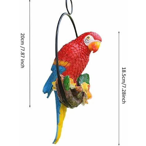Statue De Perroquet Figurine De Perroquet, Décoration Jardin Exterieur Animaux, Statue De Jardin En Résine Pour Le Collectionneur D'oiseaux Tropicaux Amoureux De La Nature,,(Rouge) – Image 2