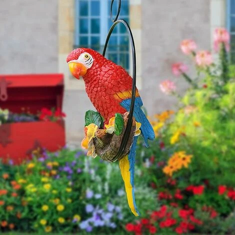Statue De Perroquet Figurine De Perroquet, Décoration Jardin Exterieur Animaux, Statue De Jardin En Résine Pour Le Collectionneur D'oiseaux Tropicaux Amoureux De La Nature,,(Rouge) – Image 4
