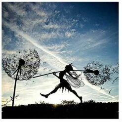 Fées Et Pissenlits Dansent Ensemble Fées Et Pissenlits Dansent Ensemble Piquets De Jardin Décor Jardin Art Ornements De Pelouse En Plein Air Fées Lutins (D)