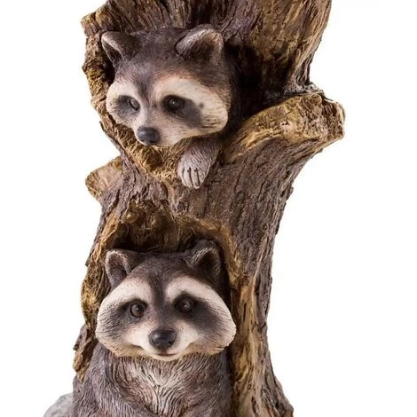 Résine Raton Laveur Statues Château Bain D'oiseau Polyrésine Bain D'oiseau De Jardin Antique Pour Jardin Cour Décoration Figurines D'animaux Ornements, Pratique – Image 4