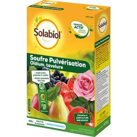 SOLABIOL SOPUL400 Soufre Pulvérisation Lutte Contre Oidium 400g