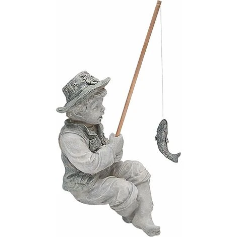 Frédéric Le Petit Pêcheur D'Avignon Statue De Pêcheur Pour Jardin, 38 Cm, Polyrésine, Deux Tons Pierre – Image 4