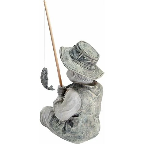 Frédéric Le Petit Pêcheur D'Avignon Statue De Pêcheur Pour Jardin, 38 Cm, Polyrésine, Deux Tons Pierre – Image 5