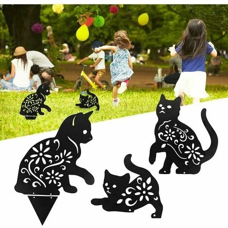 Décoration De Jardin, 3pcs Jardin De Chat En Métal Décoration Fer Forgé Pour Jardin Décoration De Jardin Optique Rouille Décoratives Piquets De Jardin En Métal Pour Extérieur – Image 2