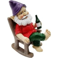Nain De Jardin Amusant Pour L'extérieur - Figurine Naine En Résine - Sculpture De Chaise à Bascule - Statue De Nain à Boire Pour La Cour, La Pelouse, La Table Intérieure