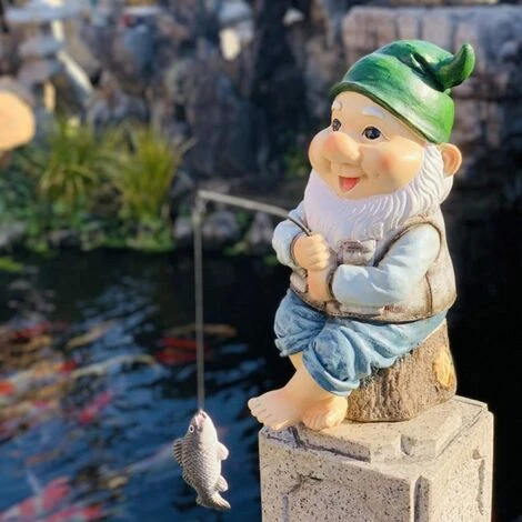 Statue De Décor-Nain De Jardin Le Gardien De Pêche En Plein Air, Statue De Nain De Jardin De Pêcheur Pour La Décoration De Jardin Extérieur – Image 2