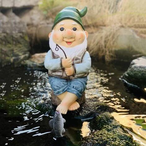 Statue De Décor-Nain De Jardin Le Gardien De Pêche En Plein Air, Statue De Nain De Jardin De Pêcheur Pour La Décoration De Jardin Extérieur – Image 3