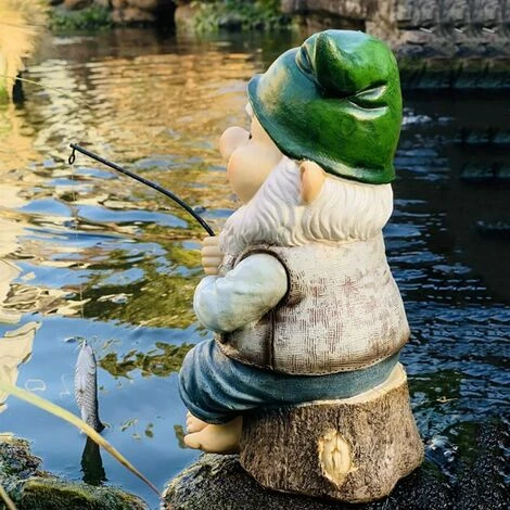 Statue De Décor-Nain De Jardin Le Gardien De Pêche En Plein Air, Statue De Nain De Jardin De Pêcheur Pour La Décoration De Jardin Extérieur – Image 4