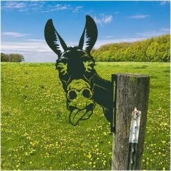 Ornements De Jardin D'Âne En Métal Pour Clôtures Décorations En Plein Air Maison Âne Animaux Jardin Décor Sculptures Rouillé Fonte Silhouettes Arbre Cour Mur Art Cadeau DonkeyC
